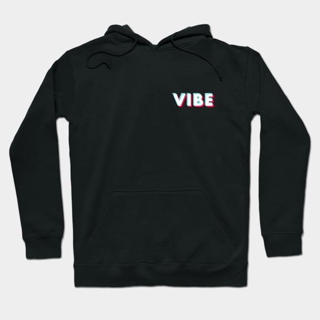 Vibe Glitch White Small Logo Hoodie by BeyondTheDeck